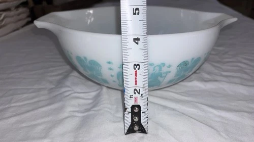 Vintage Pyrex Amish Butterprint 443 Cinderella Mixing Bowl Blue White 2.5QT