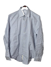 Calvin Klein Dress Shirt Mens M Cadet Blue Geometric Slim Fit Long Sleeve New