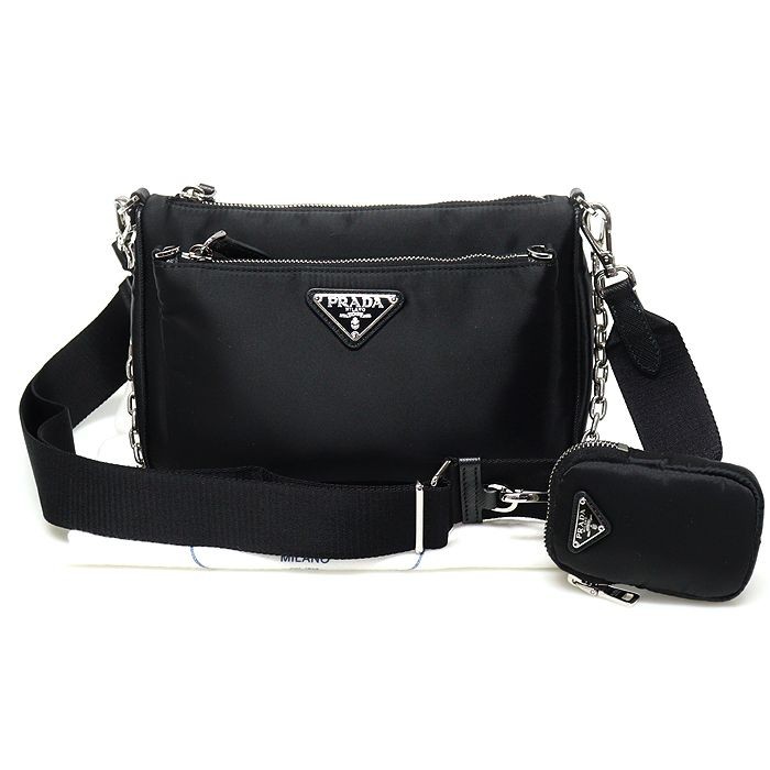 Prada Nylon Triangle Logo Crossbody Bag 2WAY 1BH168