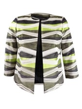 Kasper Women's Petite Printed Open-Front Blazer 2P, Avocado Multi 093487536636