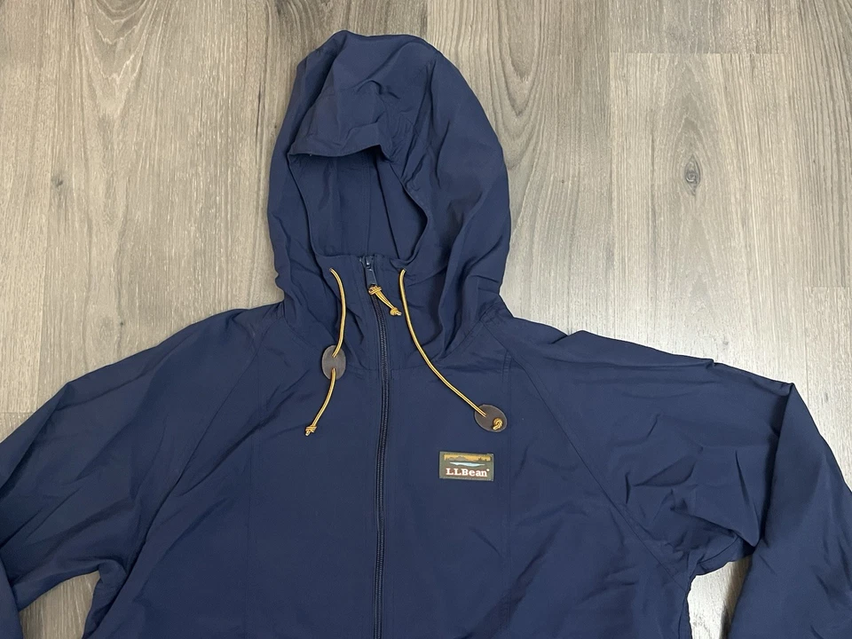 LL Bean Mountain Classic Anorak Jacket Womens L Blue Colorblock Stow Packable - Image 2 of 4