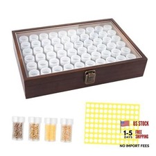 Wooden Seed Storage Organizer, 60 Slots Pine Wood Box with 96 Labels  Foam