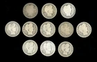 Barber Quarters lot of 11,  all different date/mints,  90% silver