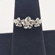 Vintage Sterling Silver Plumeria Flower Floral Tropical Band Ring Size 7 - 1.9g