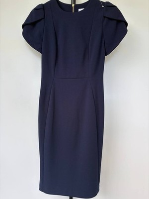 Calvin Klein Womens Navy Blue Petal Sleeve Sheath Dress Size 2