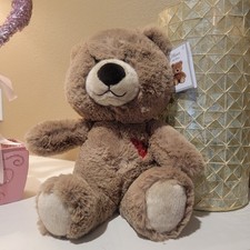 Bear OLIVER 14 Brown Teddy red sequin heart Aurora World 2023 stuffed plush RARE