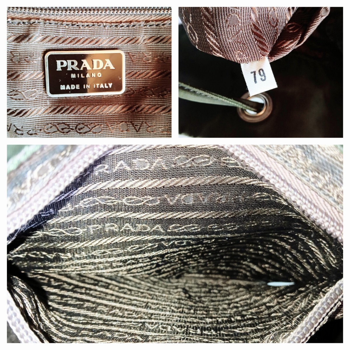 Good Condition Prada Vintage Olive Nylon Drawstring Backpack Ladies Men s from j thumbnail 9