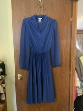 Vintage Young Gane union made royal blue secretary dress - Size Small A11