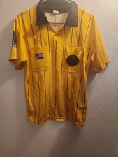 Official Sports Soccer Referee Collared  Yellow S/S uniform shirt Mens Sz Small