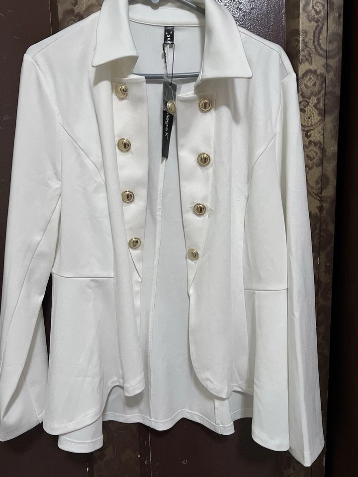 Allegra K Blazer. Steampunk High Low Hem Long Sleeve Peplum Jacket. Cardigan - Image 2 of 4