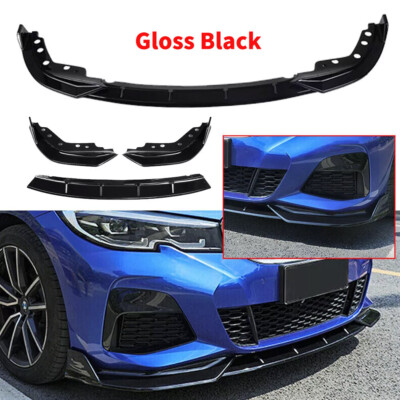  GT Style M Sport Gloss Black Front Bumper Lip Kit For 19-22 BMW G20 330i M340i