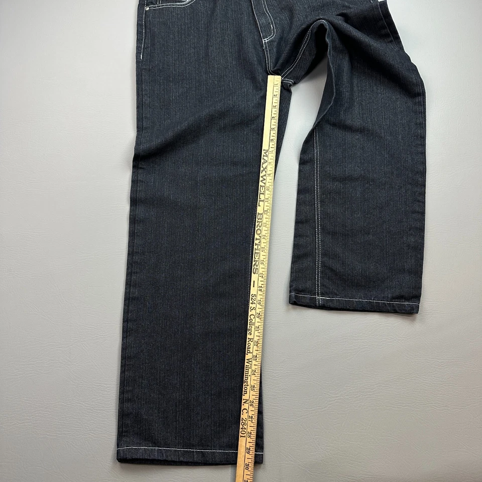 Vintage Chams Jeans Mens 38 36x30 Dark Denim Baggy Hip Hop Embroidered Y2K - Image 3 of 4