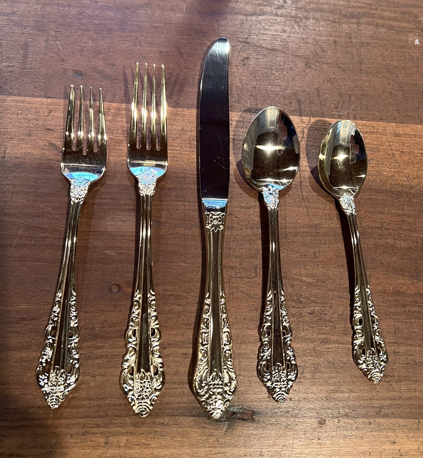 wallace grand baroque silverware Gold Plated Stainless Steel 6 Place