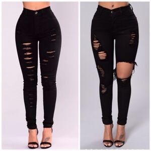 womens black ripped skinny jeans