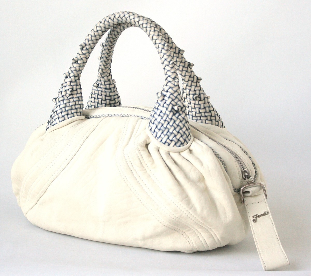 FENDI Spy White Leather Woven Handle Bag | eBay