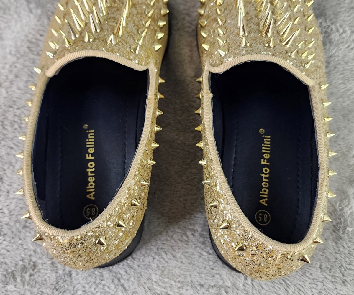 Alberto Fellini Shoes Mens Size 11 Gold Loafers‎ Sparko Fashion Spiked Dressy Alberto Fellini Men Sparko Fashion Spiked dressy loafers  main image 4