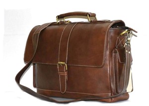 Cuero Genuino Italiano Bolso para Mensajeros Maletín computadora portátil  Bolso De Mano Artesanal | eBay