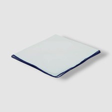 Ryan Seacrest Distinction Men's White Color Blue Edge Cotton Pocket Square