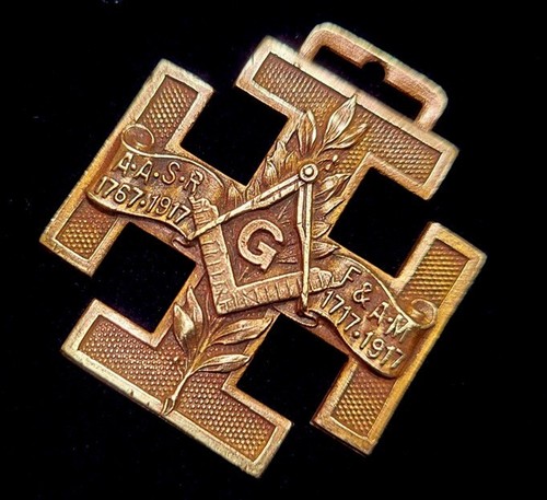 RARE MASONIC Antique SCOTTISH RITE 2-Sided SQUARE & COMPASS DEMOLAY FOB Historic - Bild 4 von 8