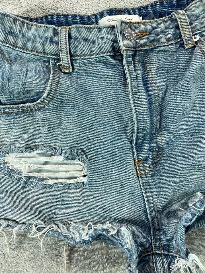 Mustard Seed Womens Small 27 Denim Shorts Blue Jean Cut Off Distressed Hi Rise - Image 3 of 4