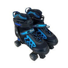 Power Superb Kids Black Blue Adjustable Roller Skates Size Large 39-42