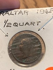 VINTAGE 1842 COIN OF THE TINY ISLAND OF GIBRALTAR HALF QUART