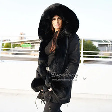 Rex Rabbit Fur Parka With Fox Fur Cuffs And Hood