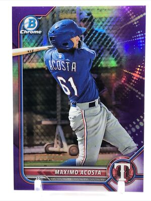 2022 Bowman Chrome Purple Refractor Maximo Acosta #'d/250 Texas Rangers #BCP-113