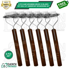 6 Pcs Hair Grooming Brush 12 Blades Pet Dog Cat Undercoat Deshedding Comb Set