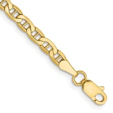 REAL 14k Yellow Gold 3.2mm Semi-Solid Anchor Chain, Anklet,Bracelet Lobster Claw