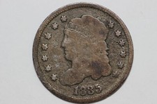 1835 Large Date Capped Bust Silver Half 1/2 Dime Grades Very Good (BHDX259)