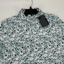 NEW G/FORE Mens M Botanic Garden Tech Jersey Golf Polo 120 Floral Birds Mineral