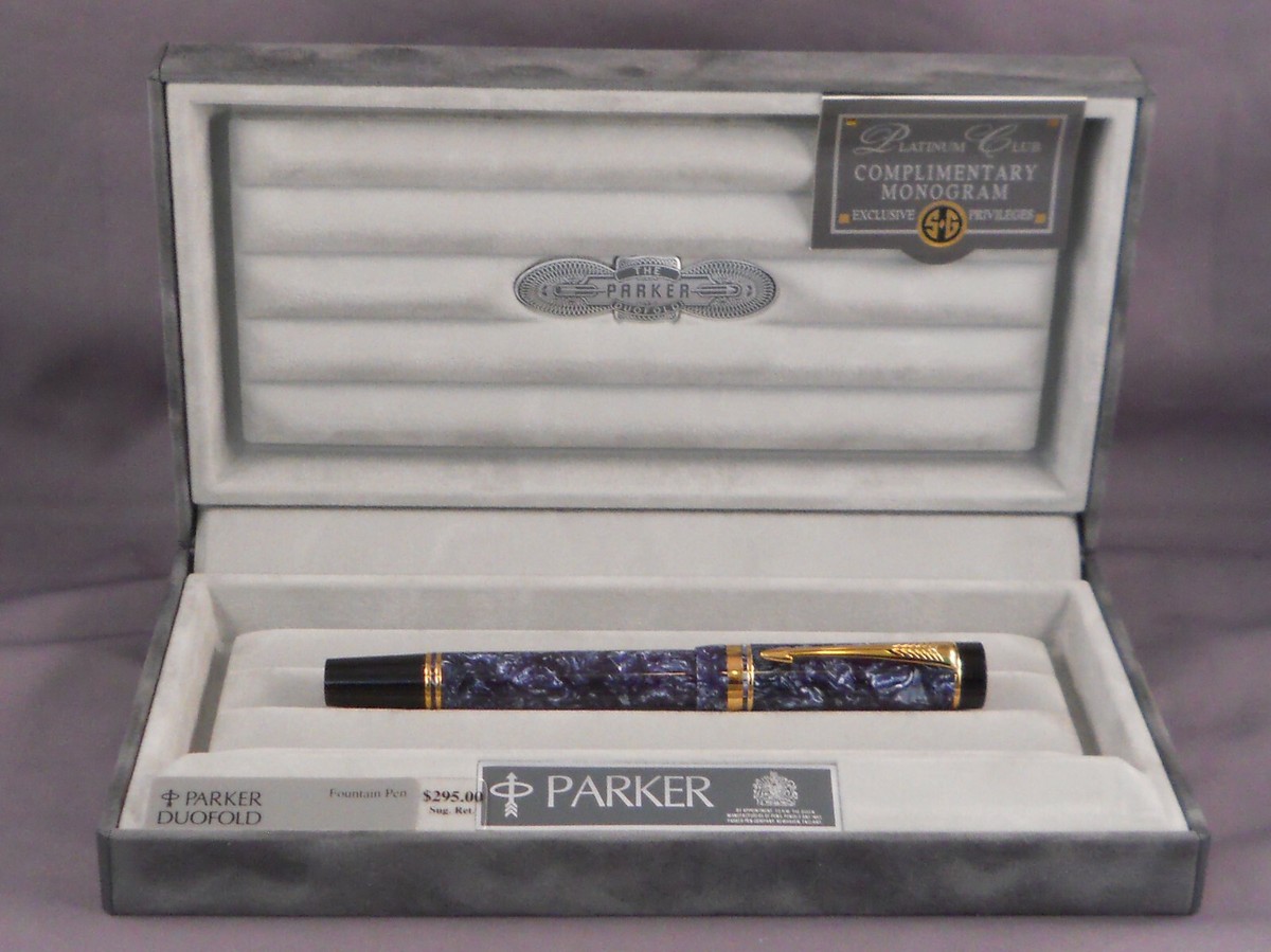 Parker Vintage Duofold International Fountain Pen-Blue Marble -l8k