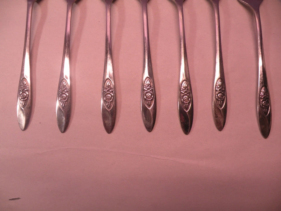 7 件套 Rogers Oneida 不锈钢弹簧谷沙拉甜点叉 6.25 英寸 GB1 — 第 4/4 张图片