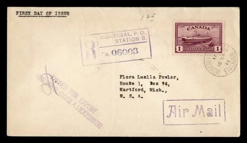 DR WHO 1946 CANADA FDC $1 SHIP M78755