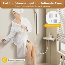 Shower Seat Folding Wall-Mounted Bathroom Mobility Aid-Chair Strong Fold Up Down