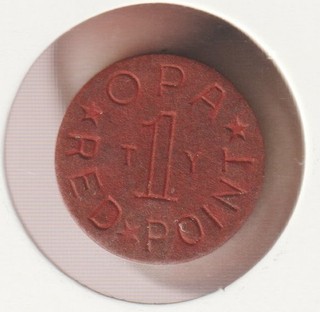 1944 US WWII OPA Red Ration Token TY Collectible WW2 Collection Old War Coin USA