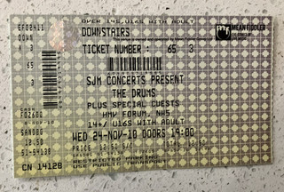 The Drums Concert Ticket HMV Forum Kentish Town London 24th Nov 2010