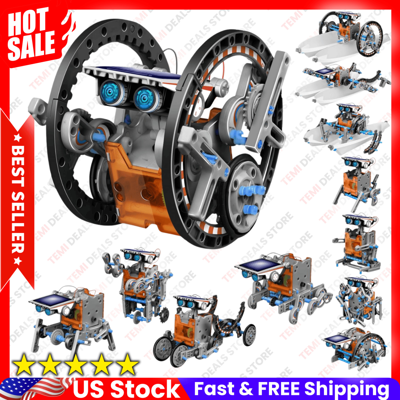 13-in-1 Solar Robot STEM Kit for Kids Ages 8-12, Science & Robotics Building Toy