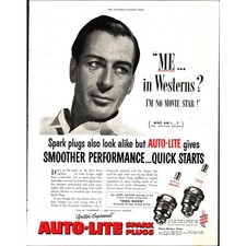 1952 Auto Lite Spark Plugs Gary Cooper Magazine Print Ad Color d2