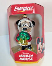 NIB Disney Mickey Mouse Minnie Mouse Ornament Mouth Blown Glass 2000 Christmas