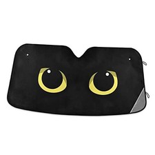 Qilmy Car Windshield Sunshade Foldable UV Sun 55 x 27.6 Inch Black Cat Eye