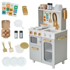 Teamson Kids Little Chef Memphis Play Kitchen with 16 Accessories, Gray/Gold