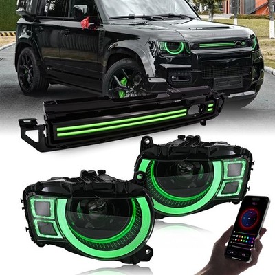 For Land Rover Defender 2020-2025 RGB LED Headlights with Trunk Lamp Assembly