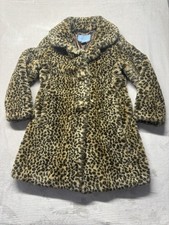 VTG Nine West Leopard Faux Fur Coat Size Small Y2K