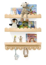 Floating Nursery Book Shelves with Hooks-20Inches Scalloped Shelves for Bedro...