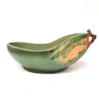 Vintage Roseville Pottery Pinecone Green Bowl Branch Handle Art Pottery