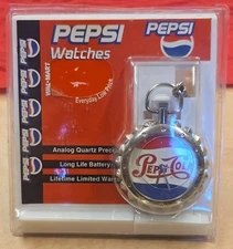 In Original Pack. Pepsi Cola Pocket Watch w/ Chain  Red White Blue Analog Watch