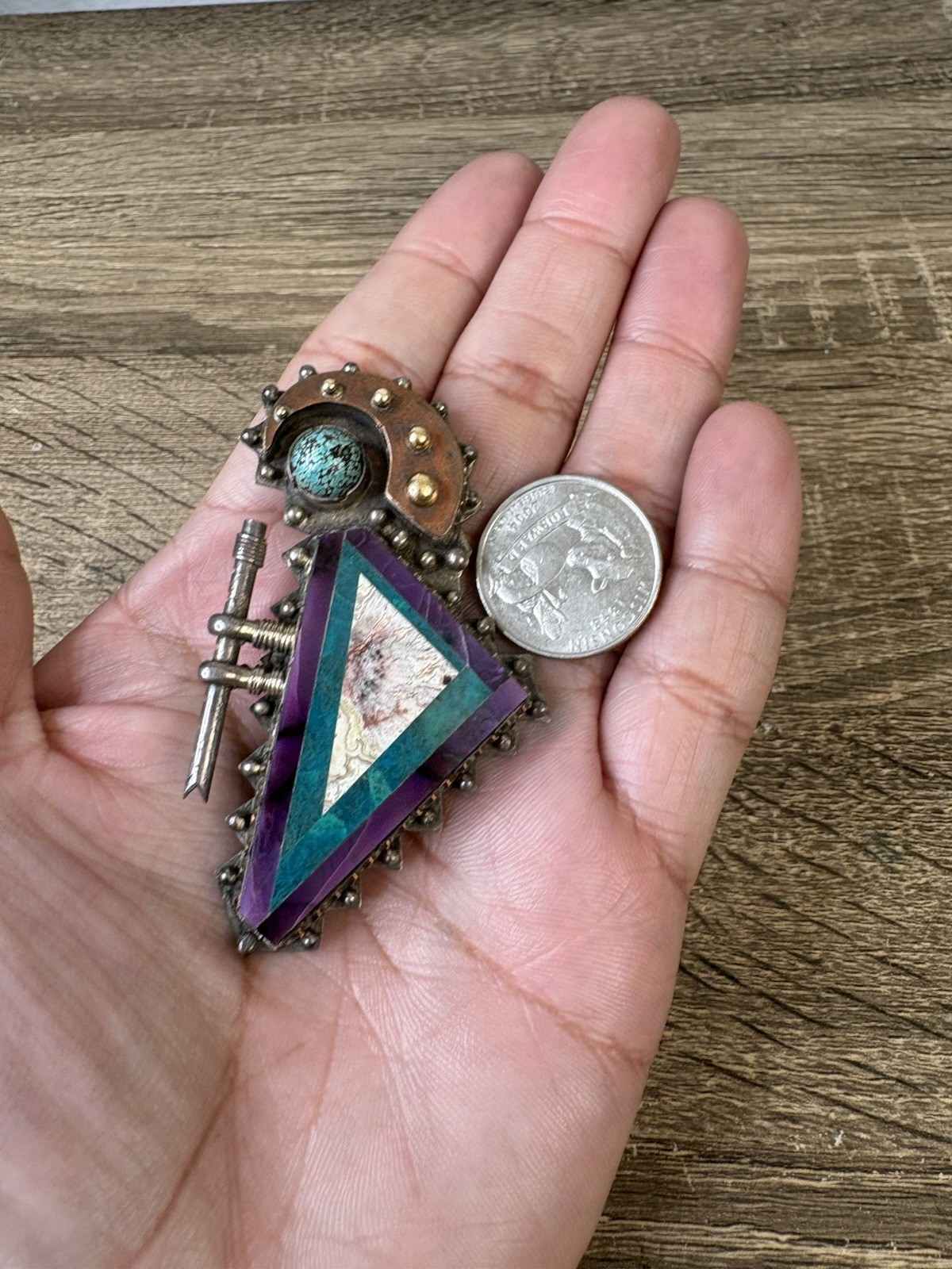 Native American Signed Geometric Multistone Sterl… - image 19