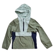 Cat Jack Yth Sz 6/7 1/2 Zip Windbreaker Green/Navy Soft Cotton Blend LiningNWT